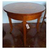Circular Wood Table with Inlay Design, 30x30