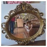 Ornate Gold-Tone Oval Wall Mirror
