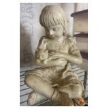 Sculpture of Girl Holding a Cat