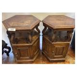 Hexagonal Wood Side Tables With Storage