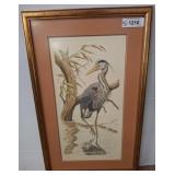 Framed Heron Print, Signed and Numbered
