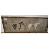 Framed Artwork Depicting Horses and Figures
