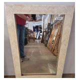 Rectangular Mirror with Herringbone Frame Design