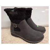 Gabriella Black Water-Resistant Boots, Size 6W