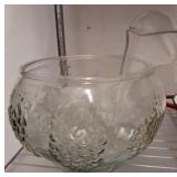 Pressed Glass Punch Bowl Set with Ladle