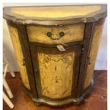 Wooden Cabinet With Painted Floral Panels