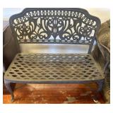 Cast Aluminum Patio Bench with Decorative Design