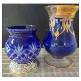 Cobalt Blue Glass Vases with Decor