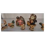 Farm-Themed Figurines and Clock