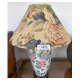 Floral Ceramic Lamp with Fabric Shade, 24" High