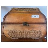 Wood Storage Box with Decorative Woven Panels