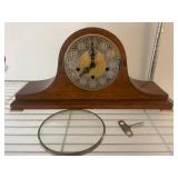 Tambour-Style Mantel Clock With Key and Glass Pane