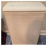 White Woven Hamper with Hinged Lid