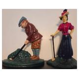 Cast Iron Golf Couple Figurines