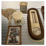 Decor Items With Clock and Wall Barometer