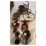 Decorative Dolls, Chair, and Tricycles
