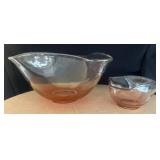 Amber-Colored Glass Bowls, Set of Two