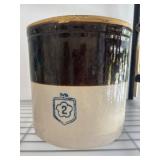 Stoneware Crock with Brown Glaze and Floral Mark