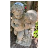 Cast Stone Garden Statue of Two Children