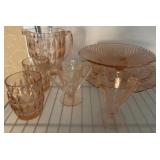 Pink Depression Glassware Set
