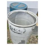 Two Plastic Barrels, Blue and White