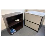 Wood Shelf and Metal Lateral File Cabinet