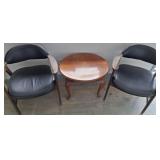 Two Mid-Century Chairs and Oval Side Table