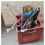 Box Lot of Automotive Tools and Reese Lock