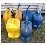 Six Plastic Fuel Containers