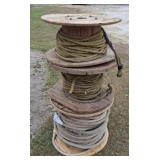 Three Spools of Rope on Wooden Reels