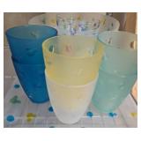 Frosted Glassware Set with Colorful Patterns