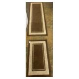 Two Brown Rugs with White Border Design