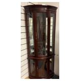 Mahogany Corner Curio Cabinet With Glass Doors