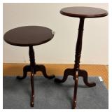 Mahogany-Finish Pedestal Accent Tables