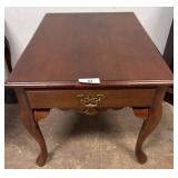 Mahogany-Finish End Table with Drawer