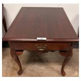 Mahogany Side Table with Drawer and Brass Pull