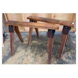Wooden Sawhorses With Metal Brackets