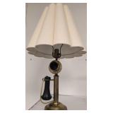Brass Telephone-Style Table Lamp With Fabric Shade