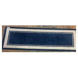 Blue and White Rectangular Floor Rug