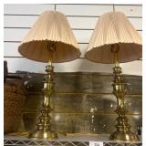 Brass Candlestick Table Lamps with Shades