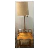 Wooden Floor Lamp with Attached Magazine Rack