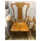 Carved Wood Rocking Chair With Scroll Back