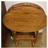 4 Oval Top Wooden Folding Tables with Stand