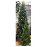 Two Artificial Trees and Decorative Wreath
