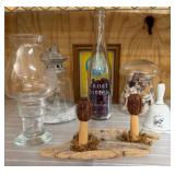 Decorative Items on Metal Shelf