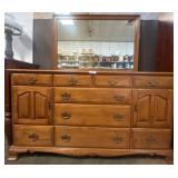 Wooden Dresser with Mirror and Drawers