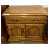 Wooden Nightstand with Drawer and Cabinet