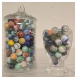 Glass Marbles in Two Clear Containers