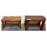Two Wooden Stools With Distinct Designs