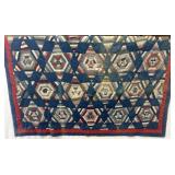 Hand-Stitched Patchwork Quilt with Blue Backing